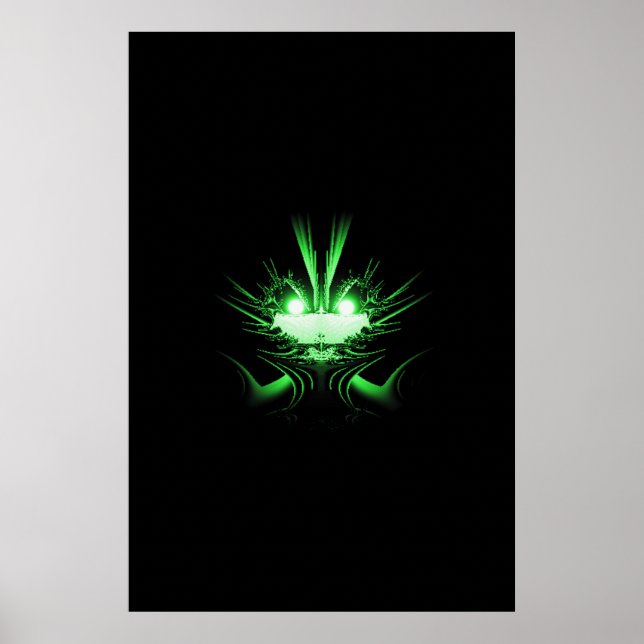 Póster Green Alien Dragon w Glowing Eyes (Frente)