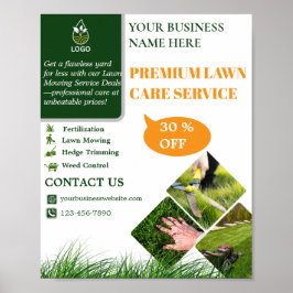Póster Green and Orange Lawn Care