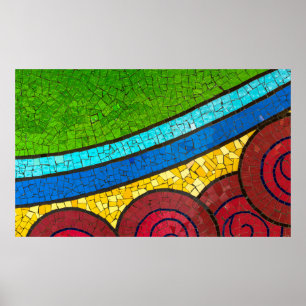 Póster Green and red abstract painting