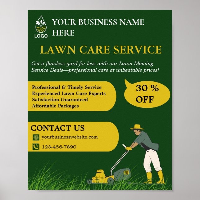 Póster Green and Yellow  Lawn Care  (Frente)