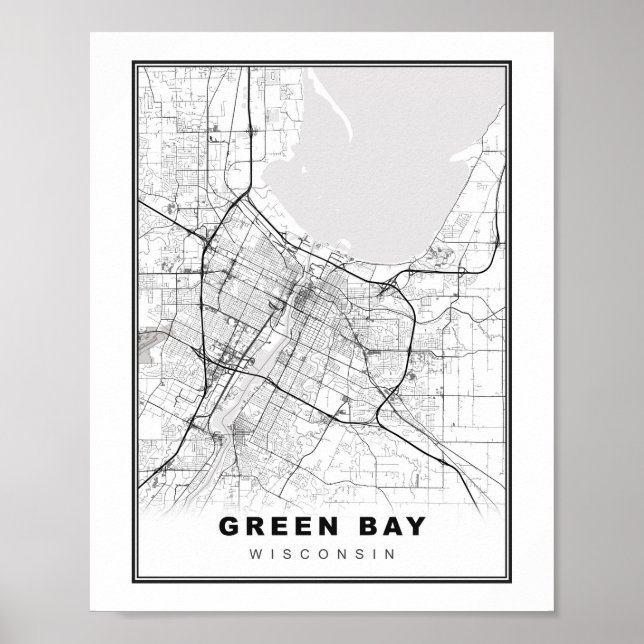 Póster Green Bay Map (Frente)