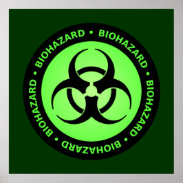 Póster Green & Black Biohazard Symbol Poster w/ Text