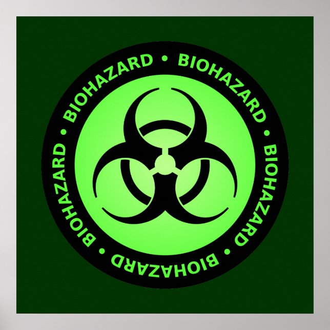 Póster Green & Black Biohazard Symbol Poster w/ Text (Frente)