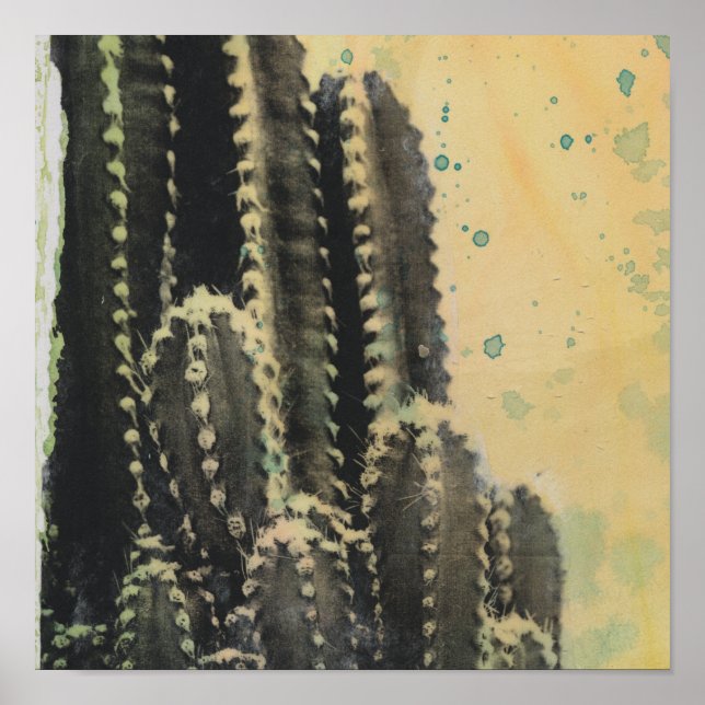 Póster Green Cactus on Yellow Background (Frente)