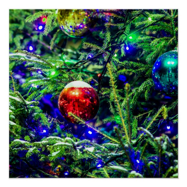 Póster Green Christmas Tree Red Ball (Anverso)