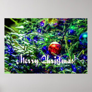 Póster Green Christmas Tree Red Ball