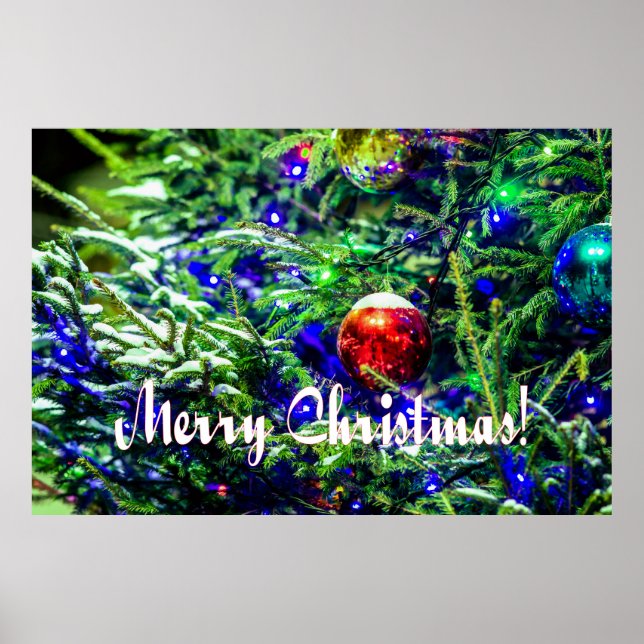 Póster Green Christmas Tree Red Ball (Frente)