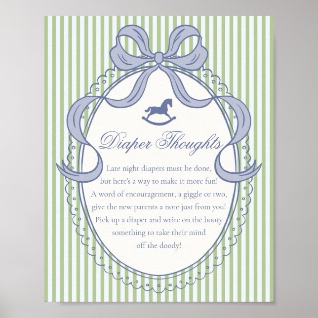 Póster Green Coquette Bow Rocking Horse Diaper Thoughts (Frente)