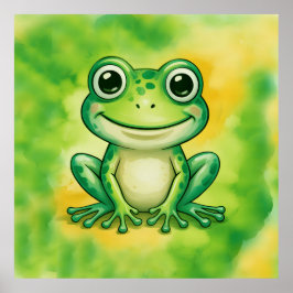 Póster Green cute frog