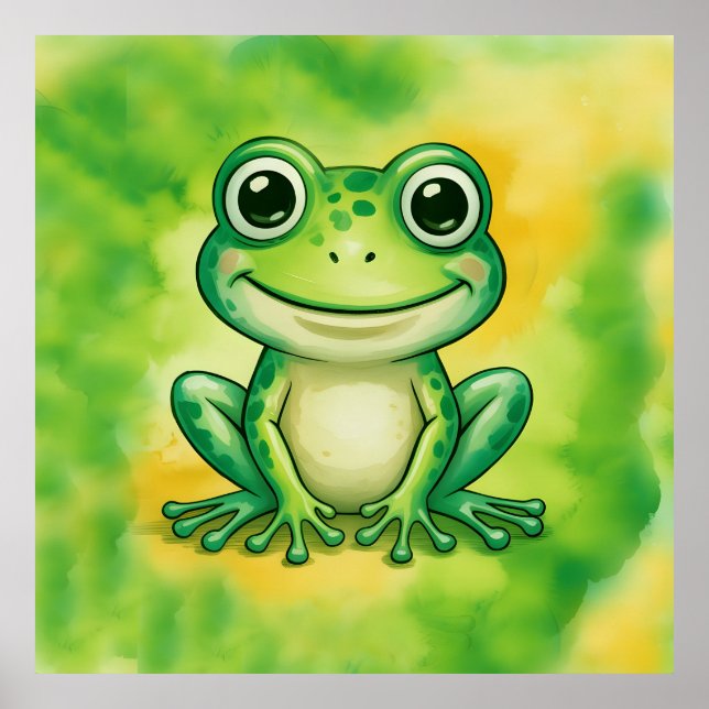 Póster Green cute frog (Frente)