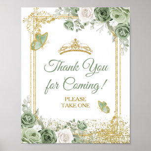 Póster Green de Quinceañera Gold Gracias por venir