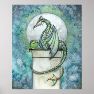 Póster Green Dragon Fantasy Art Print by Molly Harrison