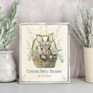 Póster Green Eucalyptus Bunny Baby Shower