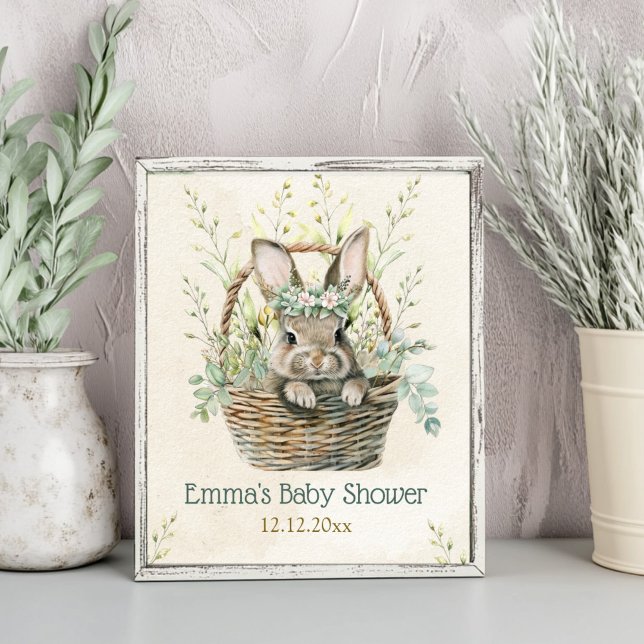 Póster Green Eucalyptus Bunny Baby Shower (Subido por el creador)