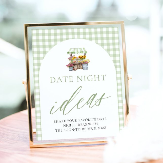 Póster Green Fresh Off The Market Date Night Ideas Rótulo (Green Fresh Off The Market Date Night Ideas Sign)