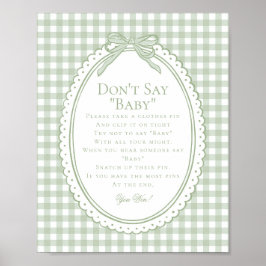 Póster Green Gingham Coquette Bow Dont Say Baby Game