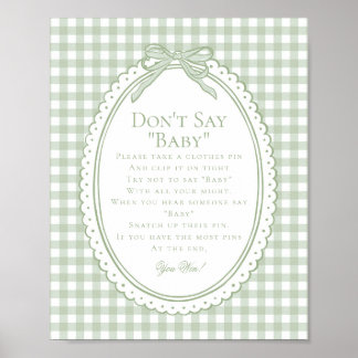 Póster Green Gingham Coquette Bow Dont Say Baby Game