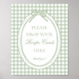 Póster Green Gingham Coquette Bow Share a Recipe