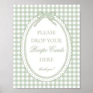 Póster Green Gingham Coquette Bow Share a Recipe