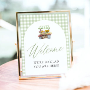 Póster Green Gingham Fresh Off Market Welcome Sign