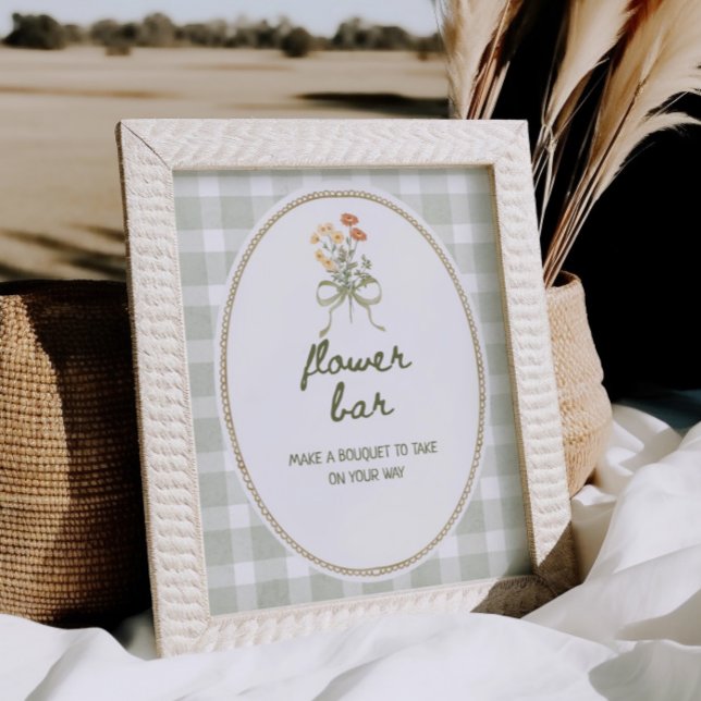 Póster Green Gingham Wildflower Bouquet Flower Bar (Subido por el creador)