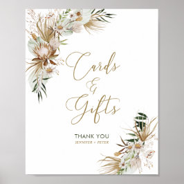 Póster Green & Gold Boho Botanical Wedding Cards & Gifts
