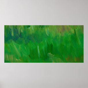 Póster Green grass paint texture. Hand drawn background.
