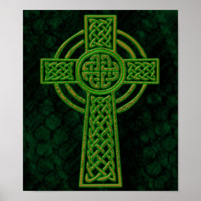 Póster Green Grunge Celtic Cross (Frente)