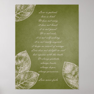 Póster Green Grunge Leaves