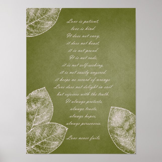 Póster Green Grunge Leaves (Frente)