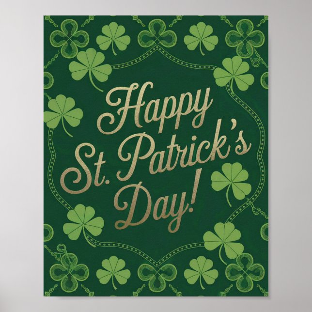 Póster Green Happy St. Patrick's Day Poster (Frente)