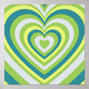 Póster Green Heart Whimsical Valentine Day