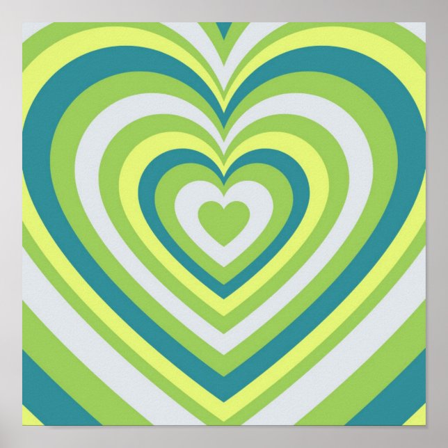 Póster Green Heart Whimsical Valentine Day (Frente)