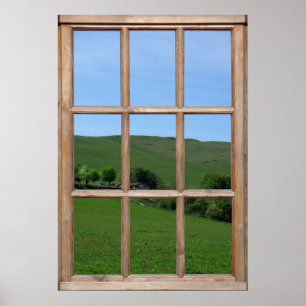 Póster Green Hill View from a Window