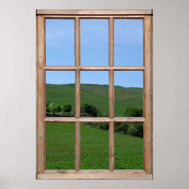 Póster Green Hill View from a Window (Frente)