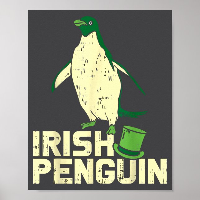 Póster Green Irish Penguin Cute St Patricks Day Animal Lo (Frente)