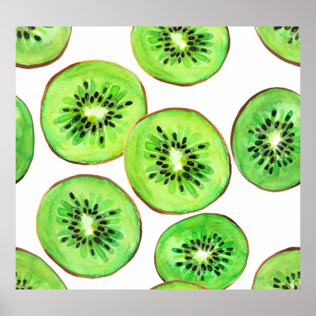 Póster Green Kiwi Fruth Watercolor Set (Frente)