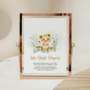 Póster Green Lion Baby Shower Late Night Diapers