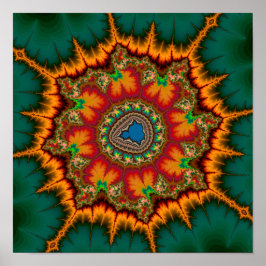 Póster Green Mandelbrot Fractal