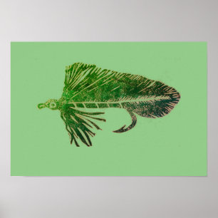 Póster Green Matuka streamer, fly fish, fly tying art