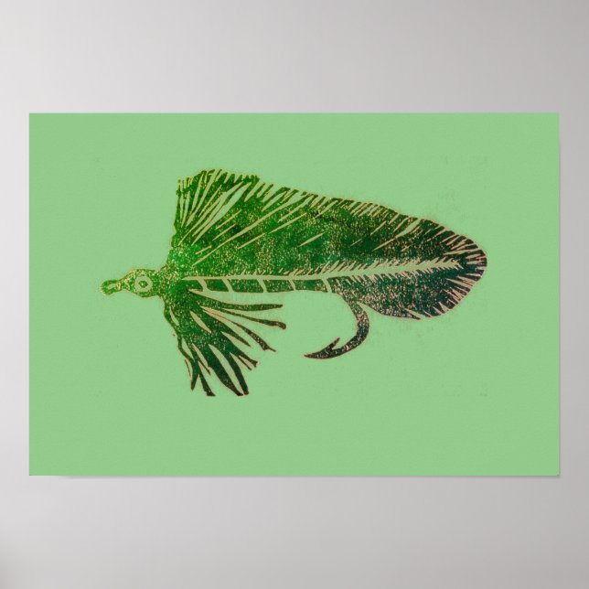 Póster Green Matuka streamer, fly fish, fly tying art (Frente)