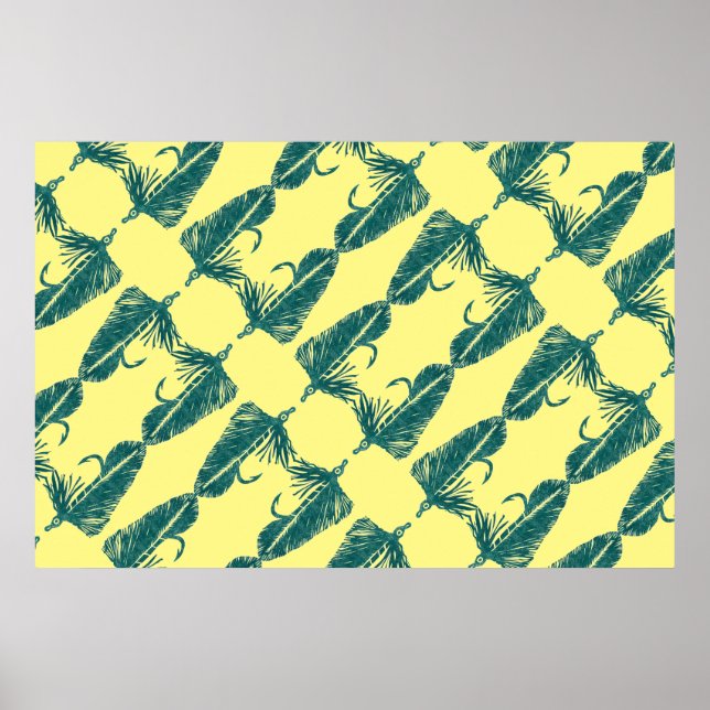 Póster Green Matuka streamer, fly fish, fly tying art (Frente)