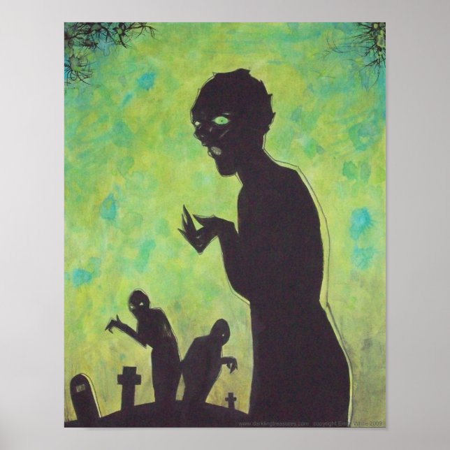 Póster Green Meds GO Zombie Silhouette Horror Art poster (Frente)