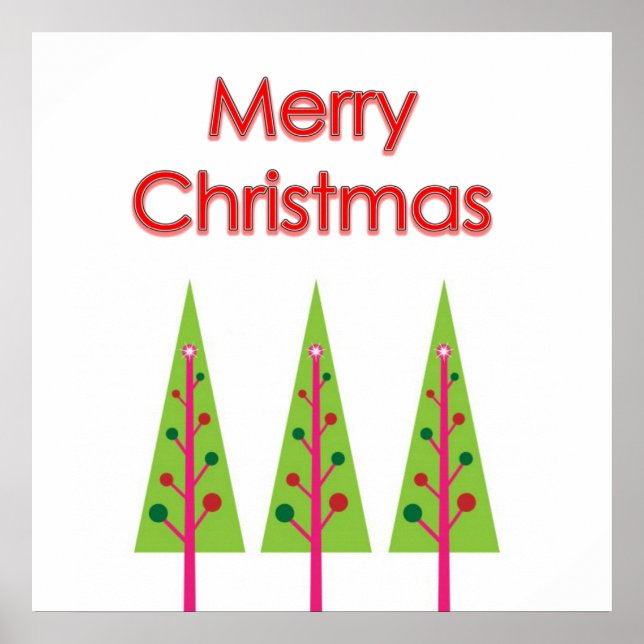 Póster Green Merry Christmas Trees Wall Poster (Frente)