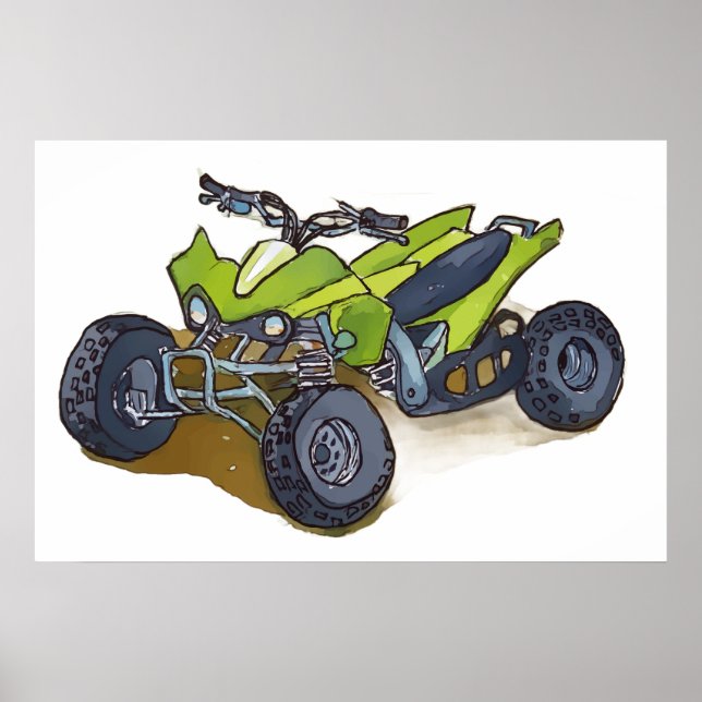 Póster Green off road adventure quadracycle  (Frente)
