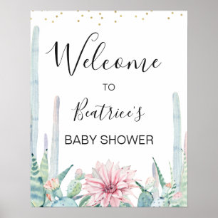 Póster Green Pink Taco Bout A Baby Baby Shower Bienvenida