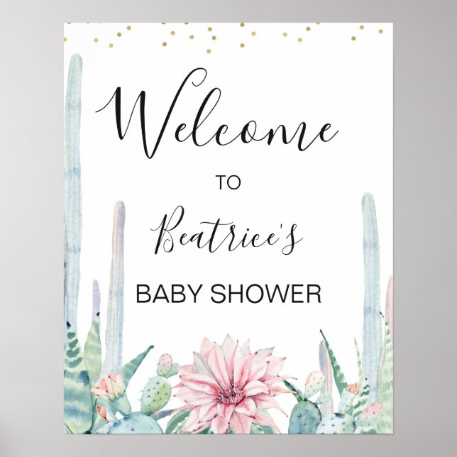 Póster Green Pink Taco Bout A Baby Baby Shower Bienvenida (Frente)