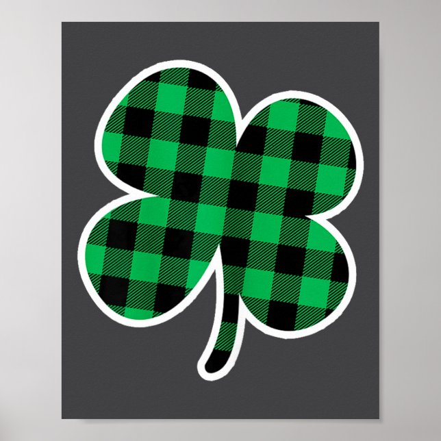 Póster Green Plaid Clover St Patricks Day Women Shamrock  (Frente)