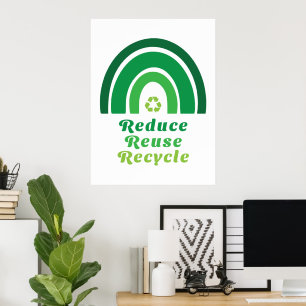 Póster Green Rainbow Environmental Reduce Reuse Reuse Reu