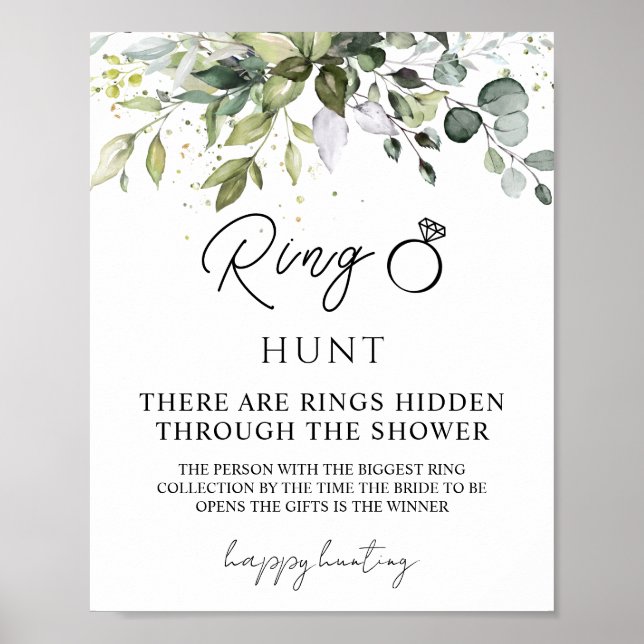 Póster Green Ring Hunt Bridal Shower Game (Frente)